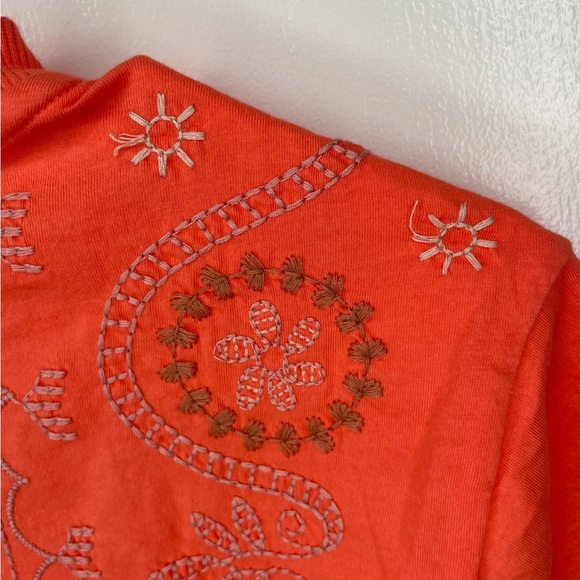 Johnny Was JWLA Faye Crew Neck Tee Size Small in Living Coral Boho Chic - Picture 8 of 12